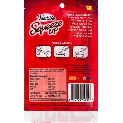 Hartz Delectables Squeeze Up Cat Treat - Chicken - 4 Pack - (4 x 0.5 oz Tubes)