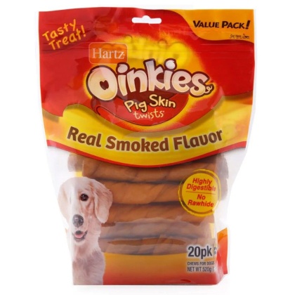 Hartz Oinkies Pig Skin Twists - Real Smoked Flavor - Regular - 5