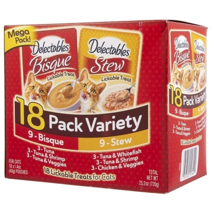 Hartz Delectables Bisque & Stew Lickable Treat for Cats - Variety Pack - 18 count