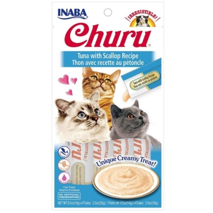 Inaba Churu Tuna with Scallop Recipe Creamy Cat Treat - 4 count