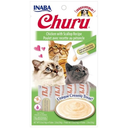 Inaba Churu Chicken with Scallop Recipe Creamy Cat Treat - 4 count