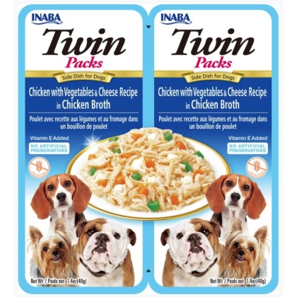 Inaba Twin Packs Chicken with Vegetables and Cheese Recipe in Chicken Broth Side Dish for Dogs - 2 count