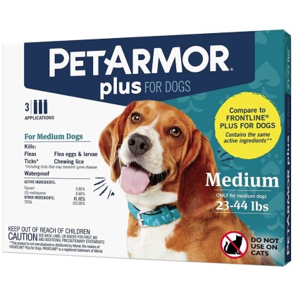 PetArmor Plus Flea and Tick Treatment for Medium Dogs (23-44 Pounds) - 3 count