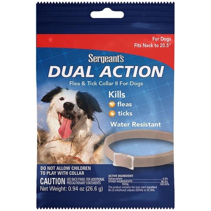 Sergeants Dual Action Flea and Tick Collar II for Dogs Neck Size 20.5\