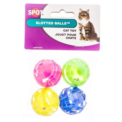 Spot Slotted Balls with Bells Inside Cat Toys - 4 Pack