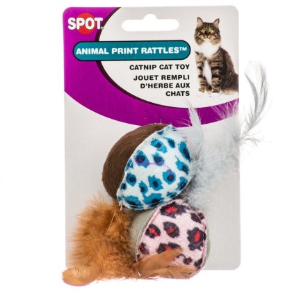 Spot Spotnips Rattle with Catnip - Animal Print - 2 Pack