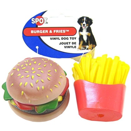 Spot Vinyl Hamburger & Fries Dog Toy - 2 Pack