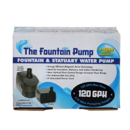 Danner Fountain Pump Magnetic Drive Submersible Pump - SP-120 (120 GPH) with 6\' Cord