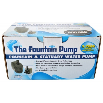 Danner Fountain Pump Magnetic Drive Submersible Pump - SP-400 (400 GPH) with 6' Cord