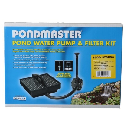Pondmaster Garden Pond Filter System Kit - Model 1500 - 500 GPH (Up to 1,000 Gallons)