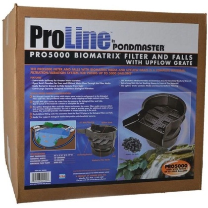 Pondmaster Proline 5000 Waterfall & Biological Filter - Ponds up to 5,000 Gallons - For use with Pumps 1,200 - 5,000 GPH