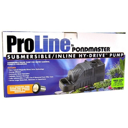 Pondmaster ProLine Submersible/Inline Hy-Drive Pump - 4,800 GPH with 20\' Cord