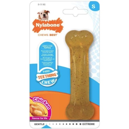 Nylabone Puppy Chew Dog Bone - Chicken Flavor - Regular - 4.5
