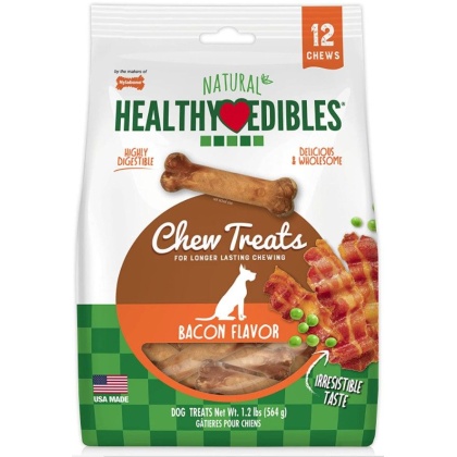 Nylabone Healthy Edibles Wholesome Dog Chews - Bacon Flavor - Regular (12 Pack Pouch)