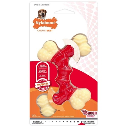 Nylabone Dura Chew Double Bone - Bacon Flavor - Wolf - Dogs up to 35 lbs