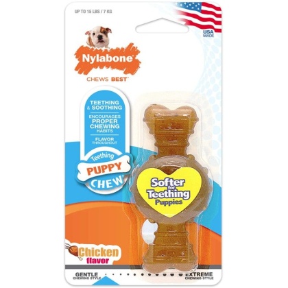 Nylabone Puppy Chew Textured Ring & Bone - Chicken Flavor - Petite (1 Pack)