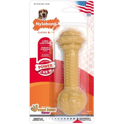 Nylabone Dura Chew Barbell Dog Chew Toy - Peanut Butter Flavor - Medium/Large