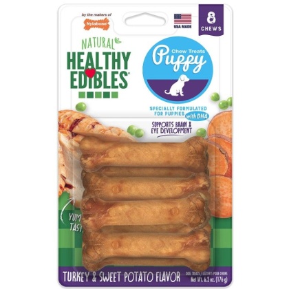 Nylabone Healthy Edibles DHA Omega-3 Puppy - Turkey & Sweet Potato Flavor - Petite (8 Pack)