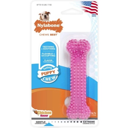 Nylabone Puppy Chew Dental Bone Chew Toy - Pink - 3.75