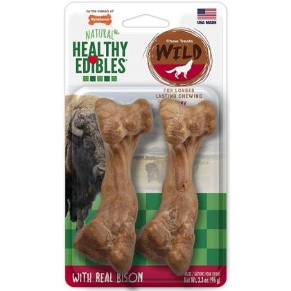 Nylabone Natural Healthy Edibles Wild Bison Chew Treats - Medium - 2 Pack