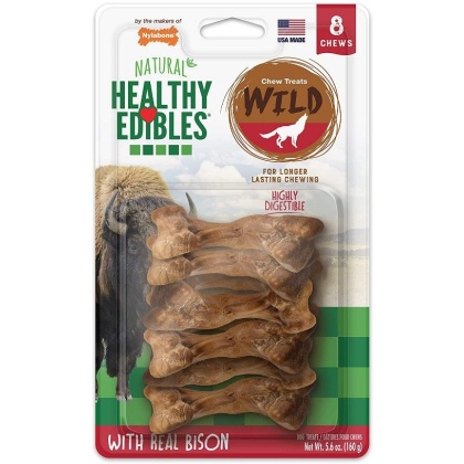 Nylabone Natural Healthy Edibles Wild Bison Chew Treats - Small - 8 Pack