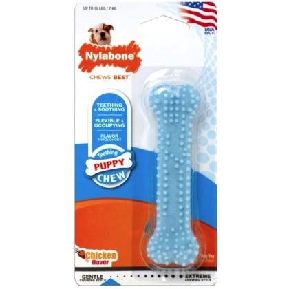 Nylabone Puppy Chew Dental Bone Chew Toy - Blue - 3.75
