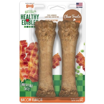 Nylabone Healthy Edibles All-Natural Long Lasting Bacon Chew Treat Souper - 2 count