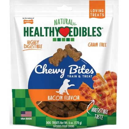 Nylabone Natural Healthy Edibles Bacon Chewy Bites Dog Treats - 6 oz