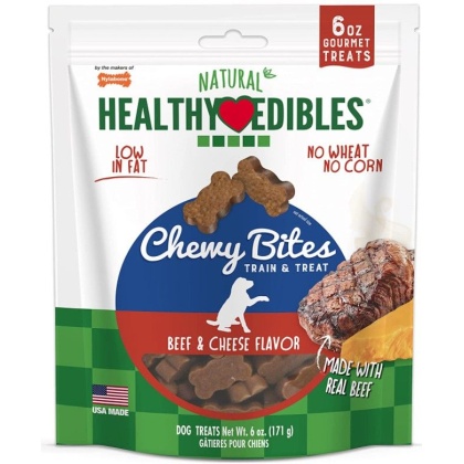 Nylabone Natural Healthy Edibles Beef & Cheese Chewy Bites Dog Treats - 6 oz