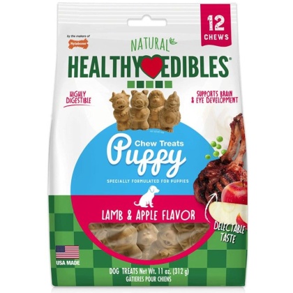 Nylabone Natural Healthy Edibles Puppy Chew Treats - Lamb & Apple Flavor - 12 Pack