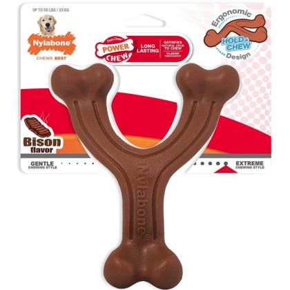 Nylabone Power Chew Wishbone Dog Chew Toy Bison Flavor - Giant - 1 count