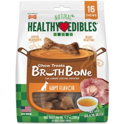 Nylabone Natural Healthy Edibles Broth Bone Chew Treats - Ham Flavor - Small - 16 count