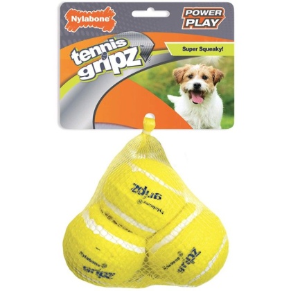 Nylabone Power Play Gripz Tennis Ball Small - 3 count