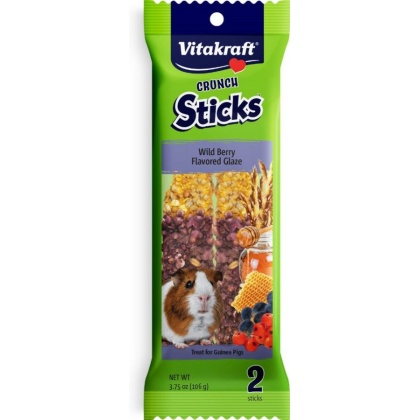 Vitakraft Triple Baked Crunch Sticks Treat for Guinea Pigs - Berry & Yogurt Flavor - 2 Pack