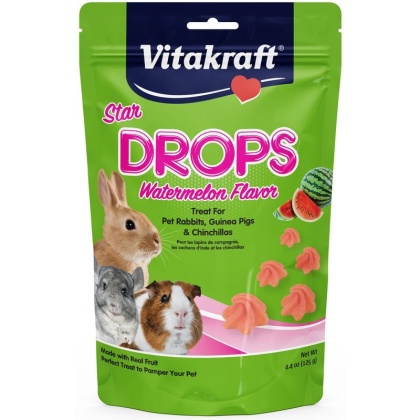 Vitakraft Star Drops Treat for Rabbits, Guinea Pigs & Chinchillas - Watermelon Flavor - 4.75 oz