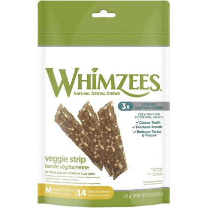 Whimzees Veggie Strip Natural Daily Dental Chew Medium - 14 count