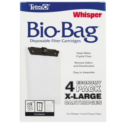 Tetra Bio-Bag Disposable Filter Cartridges - X-Large - For Whisper 4 & 5 Power Filters (4 Pack)