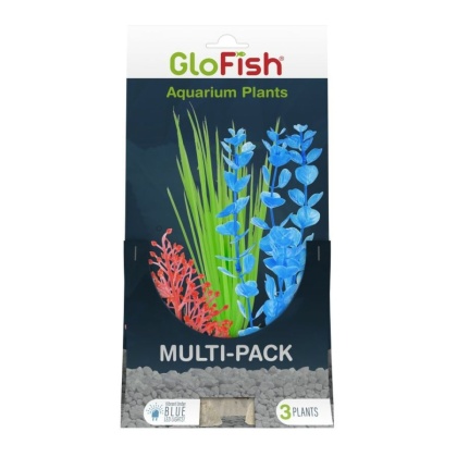 Tetra GloFish Aquarium Plant Multi-Pack Orange, Green, and Blue - 3 count