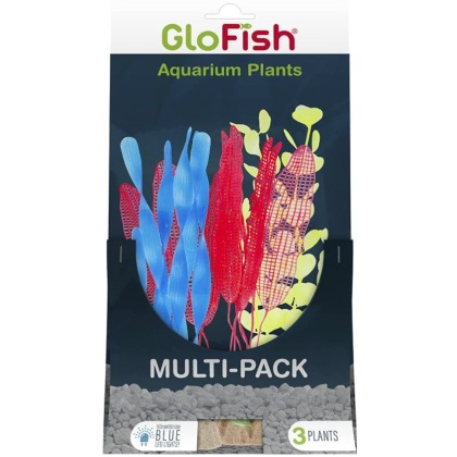 Tetra GloFish Aquarium Plant Multi-Pack Yellow, Blue, and Orange - 3 count