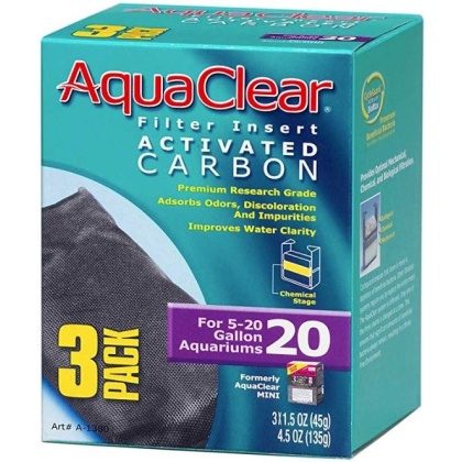 Aquaclear Activated Carbon Filter Inserts - Size 20 - 3 count