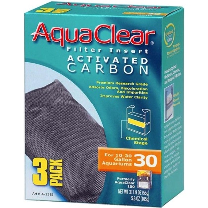 Aquaclear Activated Carbon Filter Inserts - Size 30 - 3 count