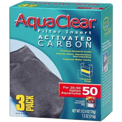 Aquaclear Activated Carbon Filter Inserts - Size 50 - 3 count