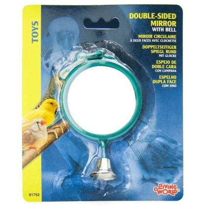 Living World Double Sided Mirror with Bell Bird Toy - 1 Pack - (Assorted Colors)
