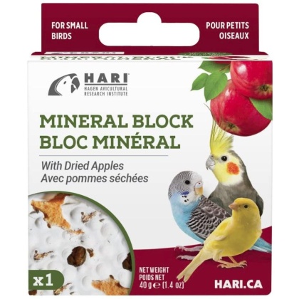 HARI Dried Apple Mineral Block for Small Birds - 1.4 oz