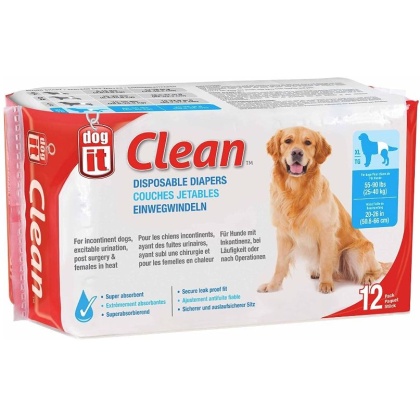 Dog It Clean Disposable Diapers - X-Large - 12 Pack - 55-90 lb Dogs - (20-26