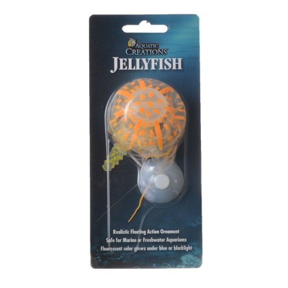 Aquatic Creations Glowing Jellyfish Aquarium Ornament - Orange - 1 Pack