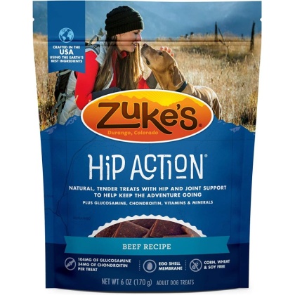 Zukes Hip Action Hip & Joint Supplement Dog Treat - Roasted Beef Recipe - 6 oz