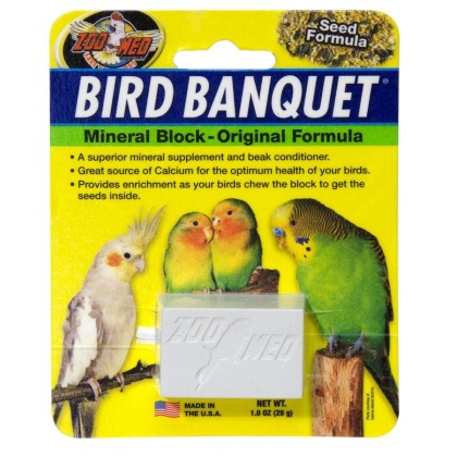 Zoo Med Bird Banquet Mineral Block - Original Seed Formula - Small - 1 Block - 1 oz