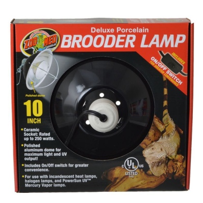 Zoo Med Delux Porcelain Brooder Lamp - Black - Up to 250 Watts (10