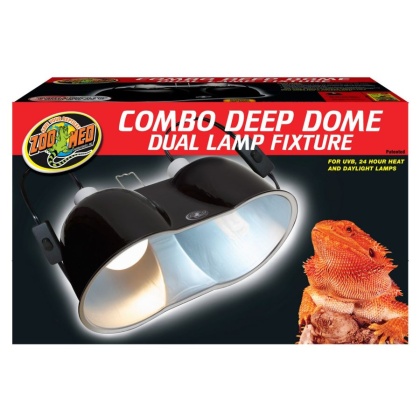 Zoo Med Combo Deep Dome Dual Lamp Fixture - Up to 300 Watts Combined
